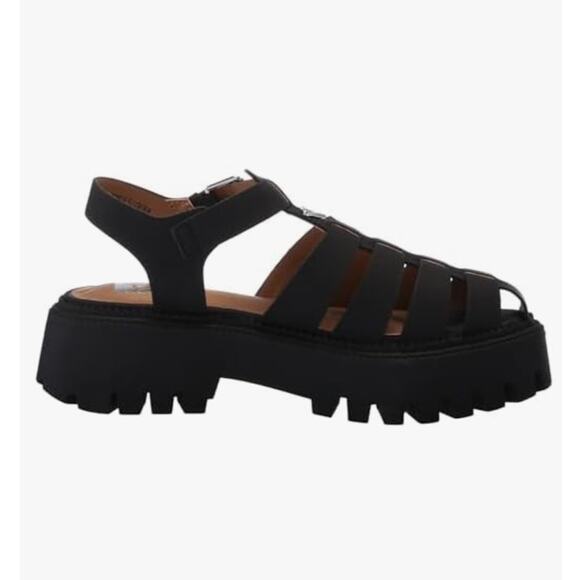 .DV by Dolce Vita Loera Black Faux Leather Chunky Fisherman Sandals Size 9 - Picture 9 of 9